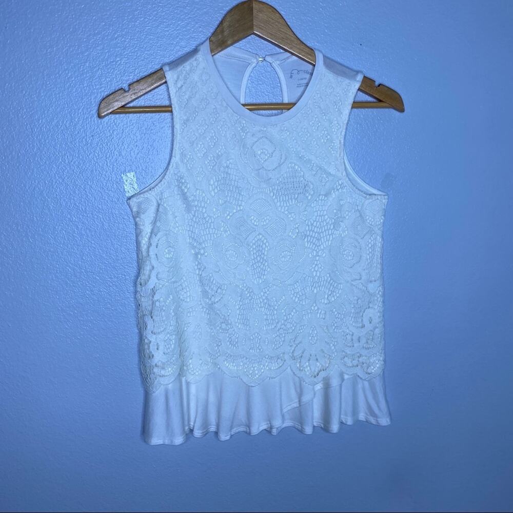 Art Class Cream Lace Overlay Tank L 10-12